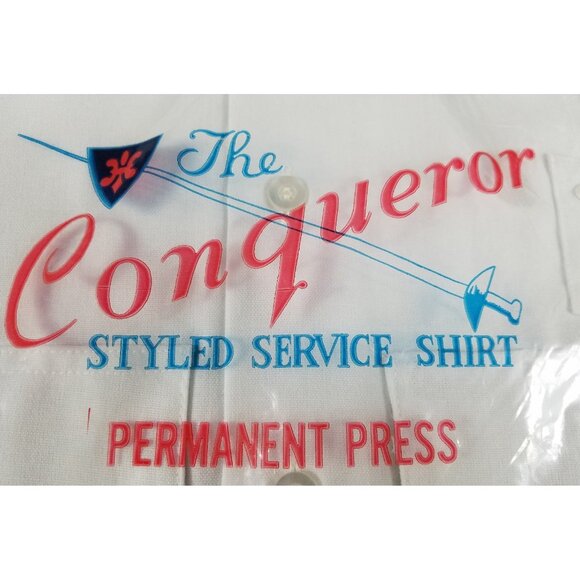Military Service Shirt Union Made vtg Conqueror White Short Sleeve Size Small - Picture 3 of 11